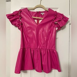 Trendy Boutique Fuchsia Ruffle Sleeve Top